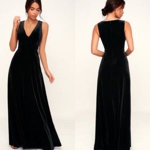 Lulus Night Black Velvet Dress